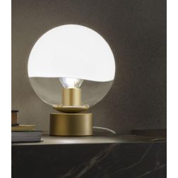 BERRY LAMPADA DA TAVOLO CON SFERA D20 CM METALLO CROMO O ORO LAMPADINA ATTACCO E27 DESIGN MODERNO