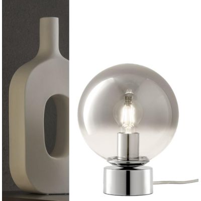 BERRY LAMPADA DA TAVOLO CON SFERA D20 CM METALLO CROMO O ORO LAMPADINA ATTACCO E27 DESIGN MODERNO