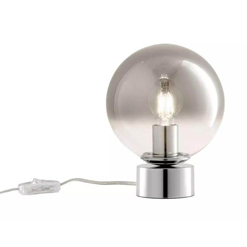 BERRY LAMPADA DA TAVOLO CON SFERA D20 CM METALLO CROMO O ORO LAMPADINA ATTACCO E27 DESIGN MODERNO