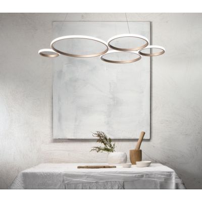 POIS LAMPADARIO SOSPENSIONE GRIGIO O ORO LED 60W 6000LM MODERNA LUCE DIFFUSA ONDALUCE CICIRIELLO - Cristalensi Shop Online