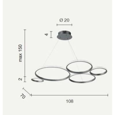 POIS LAMPADARIO SOSPENSIONE GRIGIO O ORO LED 60W 6000LM MODERNA LUCE DIFFUSA ONDALUCE CICIRIELLO - Cristalensi Shop Online