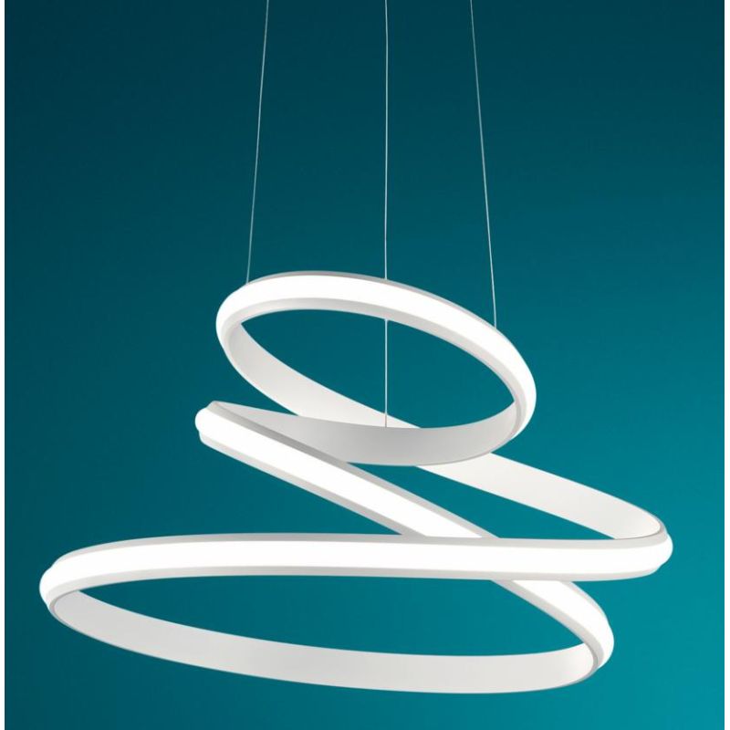 VUELTA SOSPENSIONE LAMPADARIO LED INTEGRATO 50W DIMMERABILE GRIGIA O BIANCA ONDALUCE CICIRIELLO - Cristalensi Shop Online