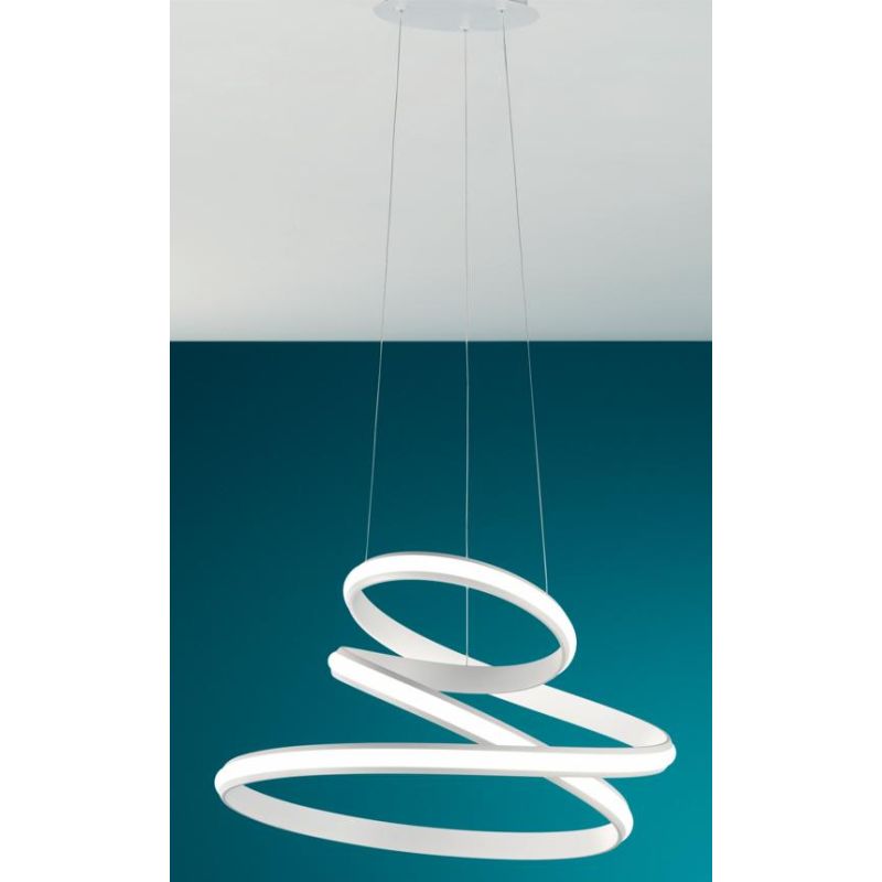 VUELTA SOSPENSIONE LAMPADARIO LED INTEGRATO 50W DIMMERABILE GRIGIA O BIANCA ONDALUCE CICIRIELLO - Cristalensi Shop Online