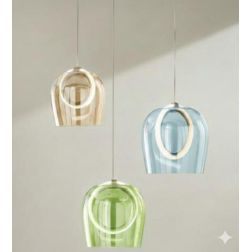 PINTA SOSPENSIONE 3 LUCI IN METALLO NERO CON DIFFUSORI IN VETRO COLORATO LED 25W LUCE 3000K MODERNA ONDALUCE CICIRIELLO - Crista 2