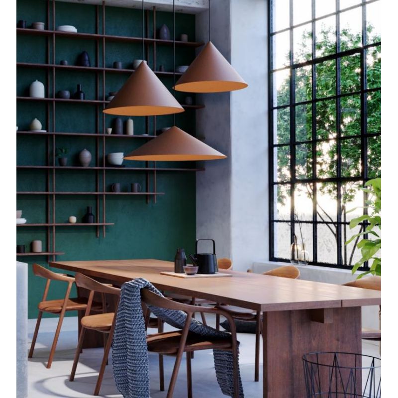 KONOS SOSPENSIONE SINGOLA ALLUMINIO 6 COLORI IN 3 MISURE LAMPADINA ATTACCO E27 DESIGN MODERNO