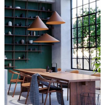 KONOS SOSPENSIONE SINGOLA ALLUMINIO 6 COLORI IN 3 MISURE LAMPADINA ATTACCO E27 DESIGN MODERNO