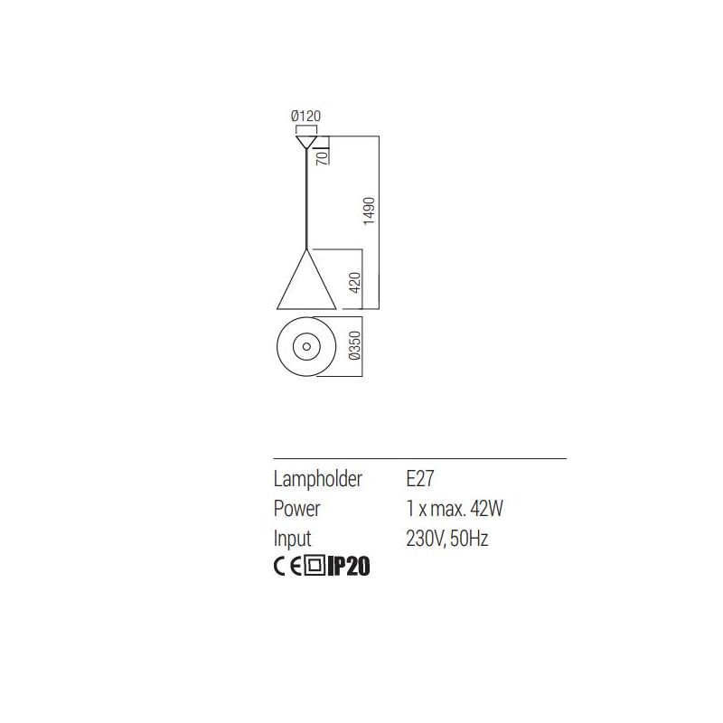 KONOS SOSPENSIONE SINGOLA ALLUMINIO 6 COLORI IN 3 MISURE LAMPADINA ATTACCO E27 DESIGN MODERNO