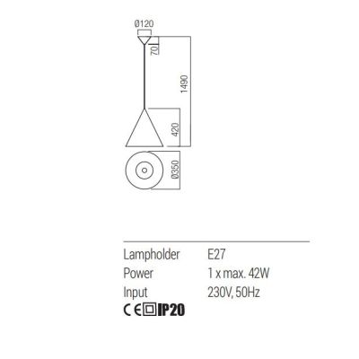 KONOS SOSPENSIONE SINGOLA ALLUMINIO 6 COLORI IN 3 MISURE LAMPADINA ATTACCO E27 DESIGN MODERNO