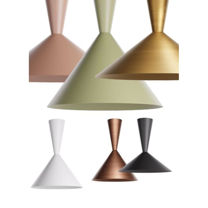 KONOS PLAFONIERA A CONO IN ALLUMINIO 6 COLORI IN 2 MISURE CON LAMPADINA ATTACCO E27 DESIGN MODERNO