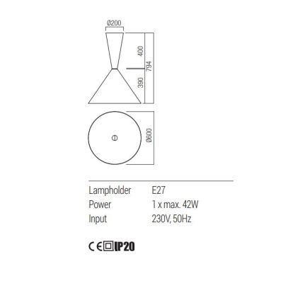 KONOS PLAFONIERA A CONO IN ALLUMINIO 6 COLORI IN 2 MISURE CON LAMPADINA ATTACCO E27 DESIGN MODERNO