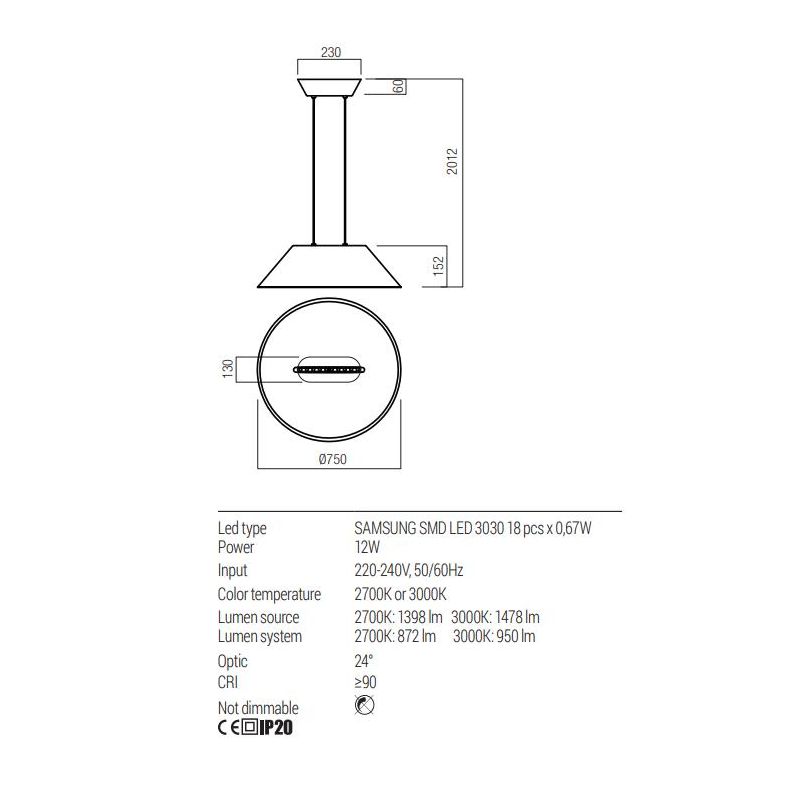 AKIRA LAMPADARIO IN FELTRO FONOASSORBENTE 4 COLORI D75 CM LED 12W LUCE 2700K-3000K MODERNO