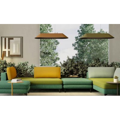 AKIRA LAMPADARIO RETTANGOLARE IN FELTRO FONOASSORBENTE 4 COLORI D75 CM LED 23,5W LUCE 2700K-3000K MODERNO