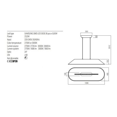 AKIRA LAMPADARIO RETTANGOLARE IN FELTRO FONOASSORBENTE 4 COLORI D75 CM LED 23,5W LUCE 2700K-3000K MODERNO
