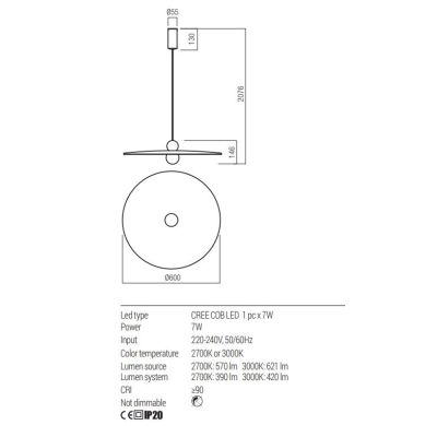 NUWA LAMPADARIO IN FELTRO FONOASSORBENTE D60 CM IN 4 COLORI LED 7W LUCE 2700K-3000K MODERNO