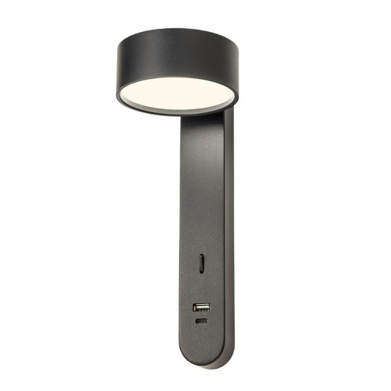 SADES APPLIQUE ORIENTABILE LED 6W LUCE 3000K CON 2 PORTE USB IN ALLUMINIO 4 COLORI DESIGN MODERNO