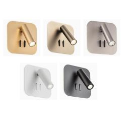 QUDA APPLIQUE QUADRATA CON LUCE ORIENTABILE LED 6W+3W LUCE 2700K O 3000K IN ALLUMINIO 5 COLORI MODERNA