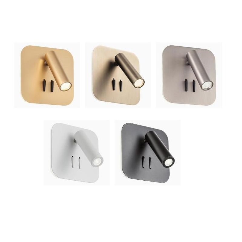 QUDA APPLIQUE QUADRATA CON LUCE ORIENTABILE LED 6W+3W LUCE 2700K O 3000K IN ALLUMINIO 5 COLORI MODERNA