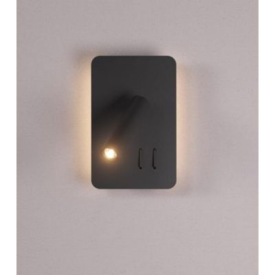 QUDA APPLIQUE RETTANGOLARE LUCE ORIENTABILE PORTE USB LED 6W+3W LUCE 2700K O 3000K IN ALLUMINIO 5 COLORI