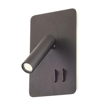 QUDA APPLIQUE RETTANGOLARE LUCE ORIENTABILE PORTE USB LED 6W+3W LUCE 2700K O 3000K IN ALLUMINIO 5 COLORI