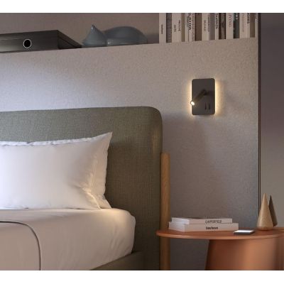 QUDA APPLIQUE RETTANGOLARE LUCE ORIENTABILE PORTE USB LED 6W+3W LUCE 2700K O 3000K IN ALLUMINIO 5 COLORI