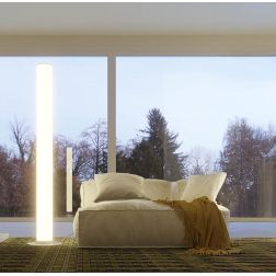 PILON PIANTANA TUBOLARE H180 CM IN METALLO BIANCO LED 57W LUCE 3000K DIMMERABILE DESIGN MODERNO