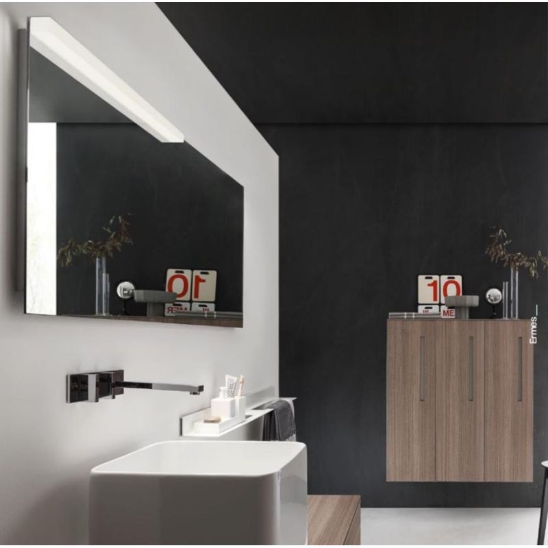 ERMES LAMPADA CON AGGANCIO A SPECCHIO CM 120-CM90-CM60 LED LUCE 3000K O 4000K IP44 IN ALLUMINIO CROMO