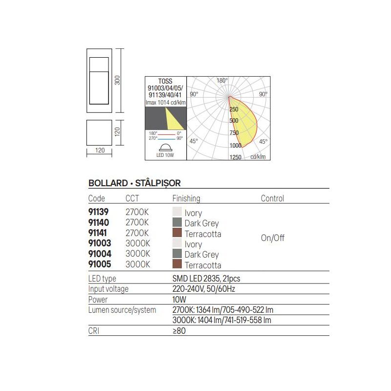 TOSS PALETTO DA GIARDINO IN CEMENTO 3 COLORI IP65 LED INTEGRATO LUCE 2700K-3000K 2 MISURE DESIGN MODERNO