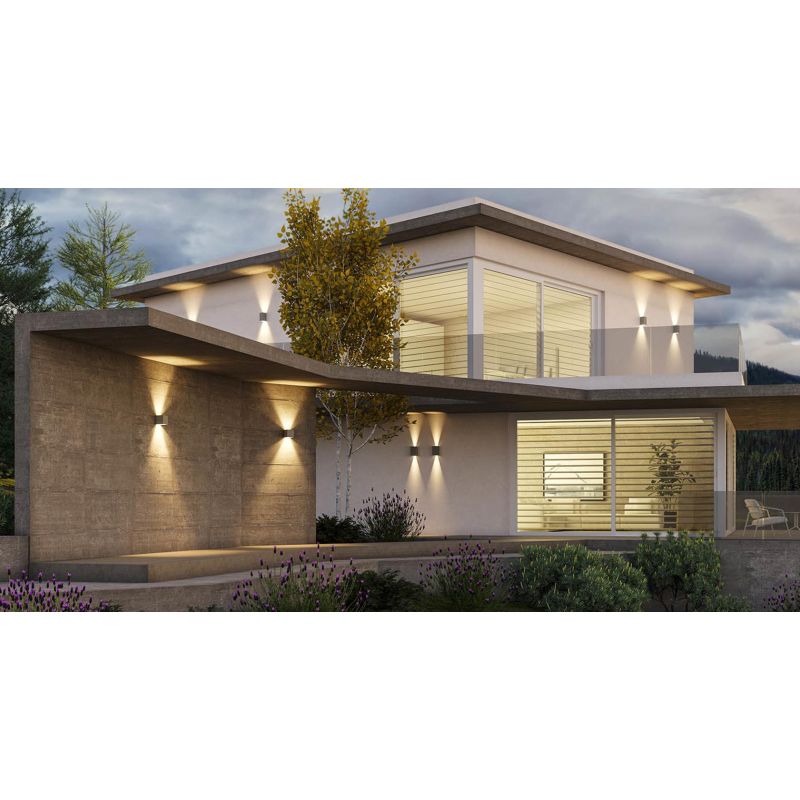 PETRA APPLIQUE CUBO 12X12 IN CEMENTO 3 COLORI IP54 LED 12W LUCE 2700K-3000K FLUSSO REGOLABILE DA ESTERNO