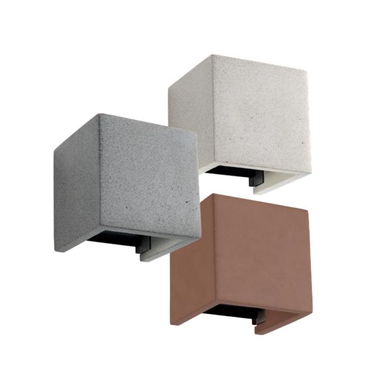 PETRA APPLIQUE CUBO 12X12 IN CEMENTO 3 COLORI IP54 LED 12W LUCE 2700K-3000K FLUSSO REGOLABILE DA ESTERNO