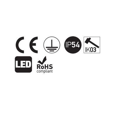 PETRA APPLIQUE RETTANGOLARE IN CEMENTO 3 COLORI IP54 LED 12W LUCE 2700K-3000K FLUSSO REGOLABILE DA ESTERNO