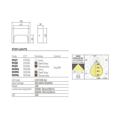 SASHI SEGNAPASSO DA ESTERNO IN CEMENTO 3 COLORI IP65 LED 6W LUCE 2700K-3000K DESIGN MODERNO