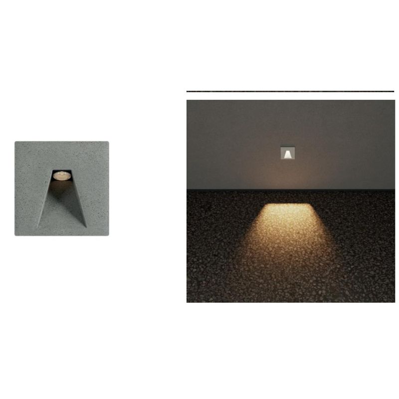 BAST SEGNAPASSO DA INCASSO QUADRATO IN CEMENTO LED 2,5W IP65 LUCE 2700K-3000K AVORIO E ANTRACITE