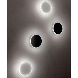 DISCUS APPLIQUE ROTONDA DA ESTERNO IP65 BIANCA O NERA LED 12W LUCE 3000K D24 CM DESIGN MODERNO