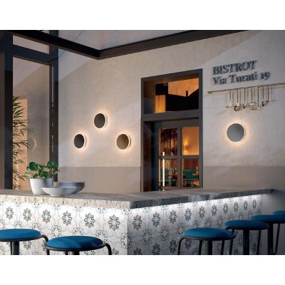 DISCUS APPLIQUE ROTONDA DA ESTERNO IP65 BIANCA O NERA LED 12W LUCE 3000K D24 CM DESIGN MODERNO