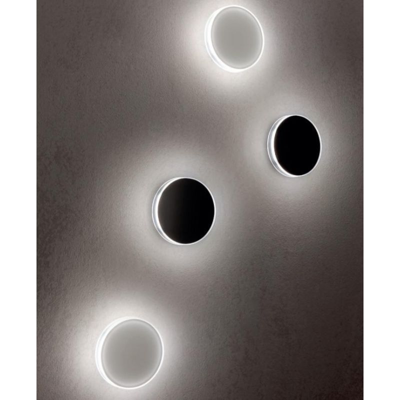 DISCUS APPLIQUE ROTONDA DA ESTERNO IP65 BIANCA O NERA LED 12W LUCE 3000K D24 CM DESIGN MODERNO