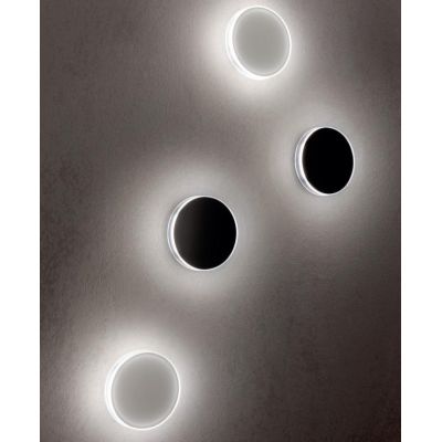 DISCUS APPLIQUE ROTONDA DA ESTERNO IP65 BIANCA O NERA LED 12W LUCE 3000K D24 CM DESIGN MODERNO