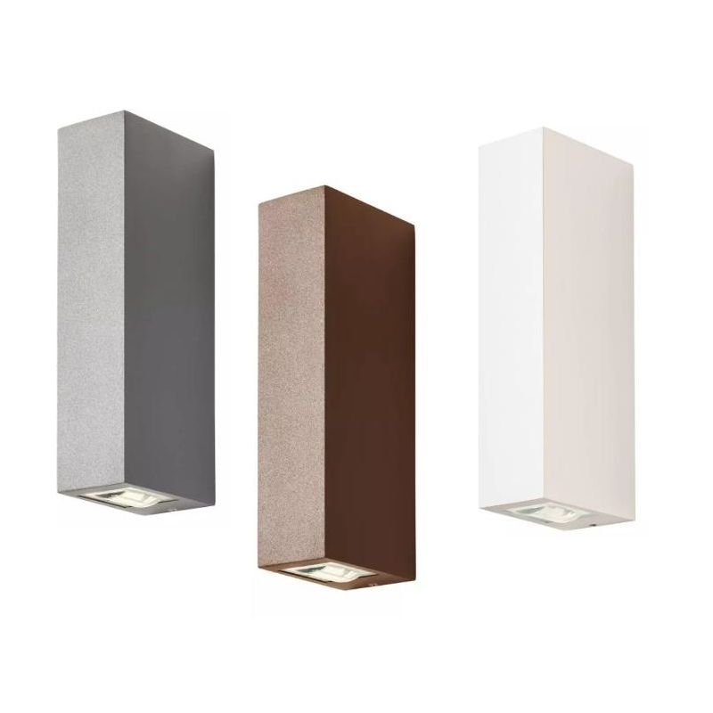 ACE APPLIQUE RETTANGOLARE DA ESTERNO BIEMISSIONE IP54 LED 5,84W LUCE 3000K-4000K ALLUMINIO 3 COLORI