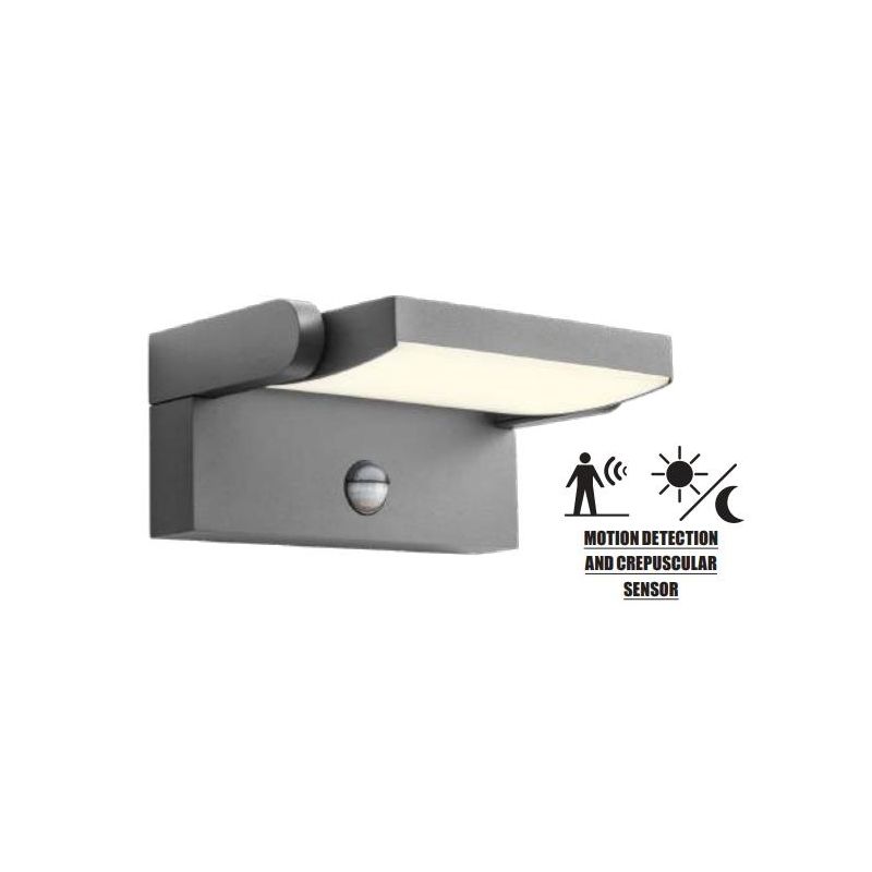 FLIP APPLIQUE ORIENTABILE CON SENSORE DI MOVIMENTO E CREPUSCOLARE IP54 3 COLORI LED 20W LUCE 3000K