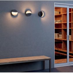 GIMBAL APPLIQUE ROTONDA ORIENTABILE IP65 LED 16W LUCE 3000K IN ALLUMINIO BIANCO O GRIGIO DA ESTERNI