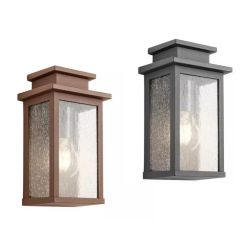 YARD MEZZA LANTERNA GRIGIA O CORTEN IP44 IN ALLUMINIO CON DIFFUSORE IN VETRO LAMPADINA ATTACCO E27