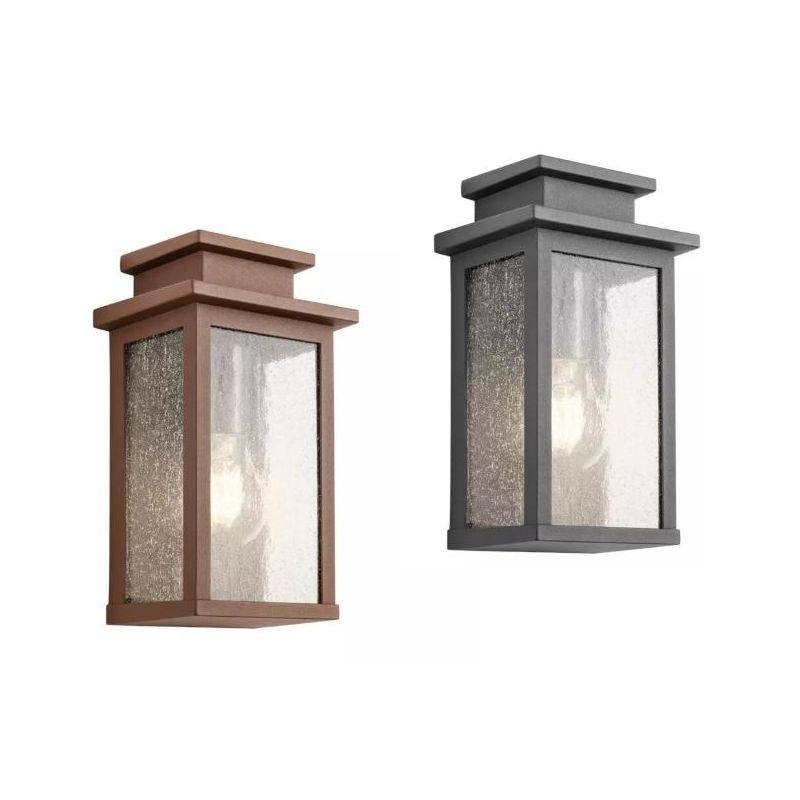 YARD MEZZA LANTERNA GRIGIA O CORTEN IP44 IN ALLUMINIO CON DIFFUSORE IN VETRO LAMPADINA ATTACCO E27