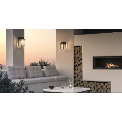 YARD LAMPADA DA PARETE GRIGIA O CORTEN IP44 IN ALLUMINIO CON DIFFUSORE IN VETRO LAMPADINA ATTACCO E27