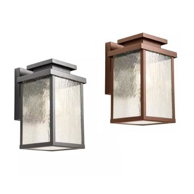 YARD LAMPADA DA PARETE GRIGIA O CORTEN IP44 IN ALLUMINIO CON DIFFUSORE IN VETRO LAMPADINA ATTACCO E27