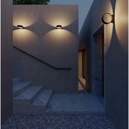 ONIRO APPLIQUE DA ESTERNO D20 CM IP65 LED 8W LUCE 2700K-3000K ALLUMINIO ANTRACITE O CORTEN MODERNA 2