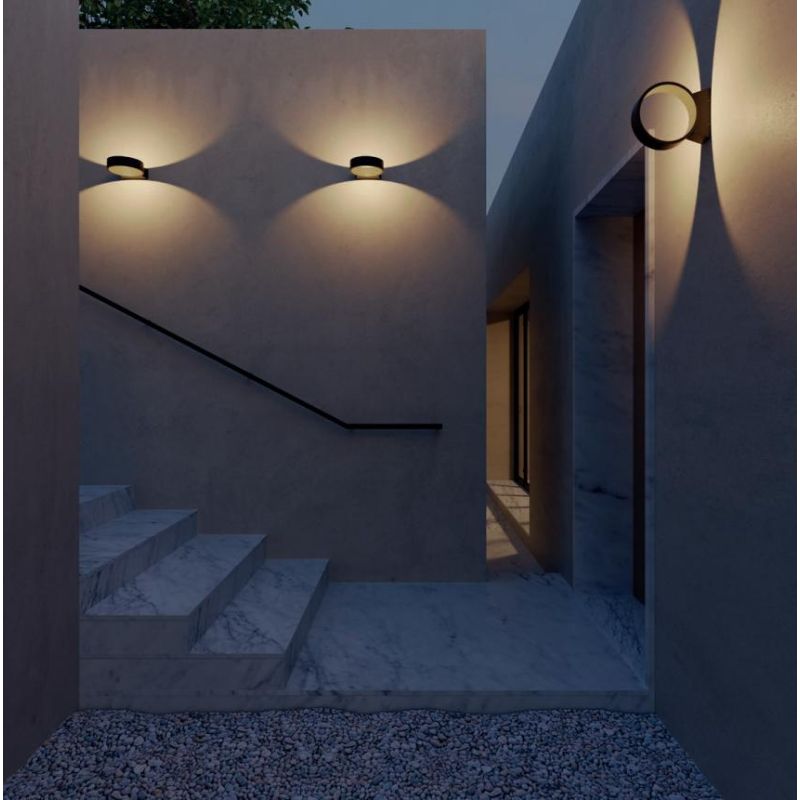 ONIRO APPLIQUE DA ESTERNO D20 CM IP65 LED 8W LUCE 2700K-3000K ALLUMINIO ANTRACITE O CORTEN MODERNA