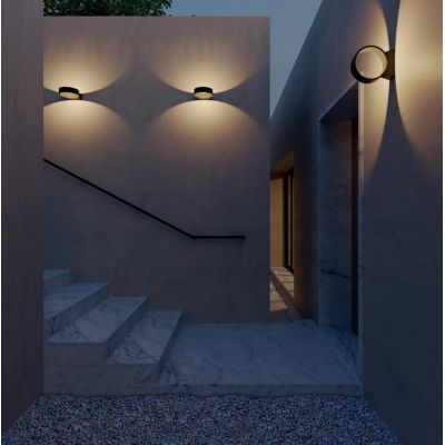 ONIRO APPLIQUE DA ESTERNO D20 CM IP65 LED 8W LUCE 2700K-3000K ALLUMINIO ANTRACITE O CORTEN MODERNA