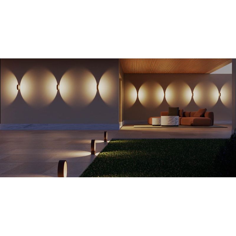 ONIRO APPLIQUE DA ESTERNO D20 CM IP65 LED 8W LUCE 2700K-3000K ALLUMINIO ANTRACITE O CORTEN MODERNA