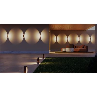 ONIRO APPLIQUE DA ESTERNO D20 CM IP65 LED 8W LUCE 2700K-3000K ALLUMINIO ANTRACITE O CORTEN MODERNA