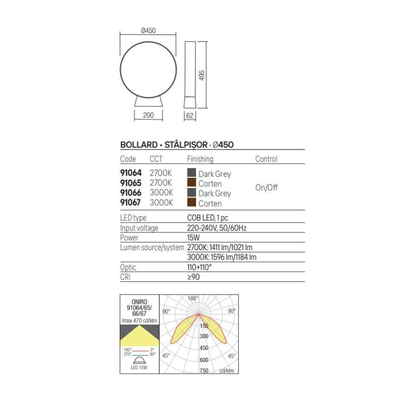 ONIRO LAMPADE DA GIARDINO A LED IN 3 MISURE IP65 LUCE 2700K-3000K ALLUMINIO ANTRACITE O CORTEN