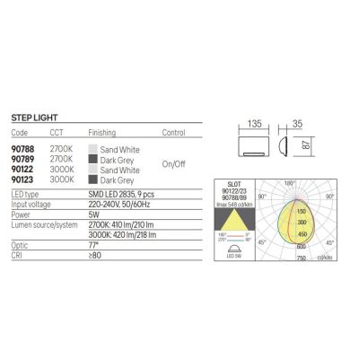 SLOT SEGNAPASSO DA ESTERNO IP65 LED 5W LUCE 2700K-3000K ALLUMINIO BIANCO O ANTRACITE MODERNO